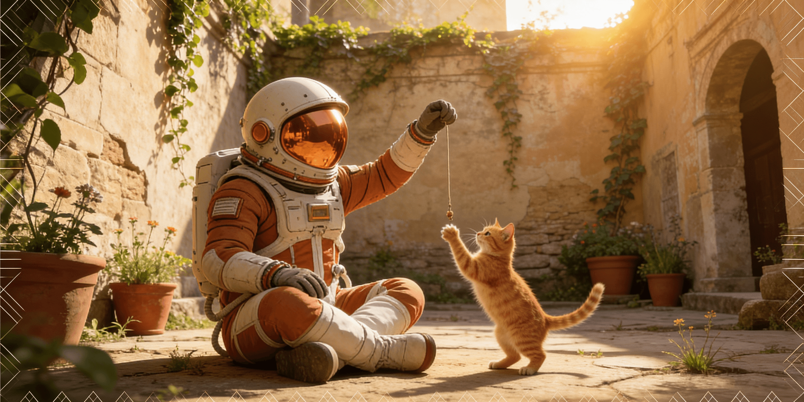 Astronaut spielt mit Katze – KI-Nutzung spielerisch greifbar machen
